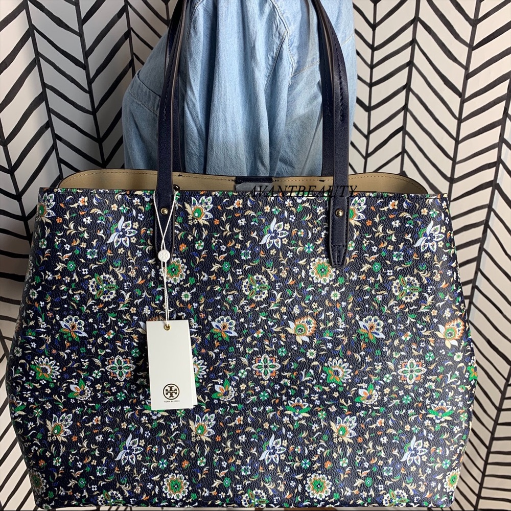 Tory Burch kerrington soleil floral blue large bag - Picture 5 of 15
